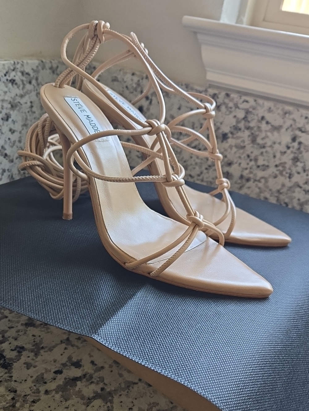 Steve Madden Blush Strappy Lace-Up Stiletto Sandals
